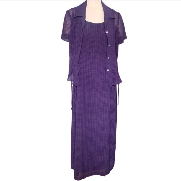 Jessica Howard 2-Piece Dress & Button Down Shirt Sz !2 Purple 133G - Picture 1 of 10